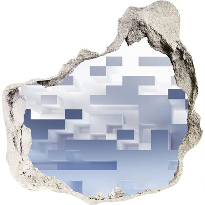 Trompe l'oeil buco nel muro Spazio astratto nelle tonalità del blu