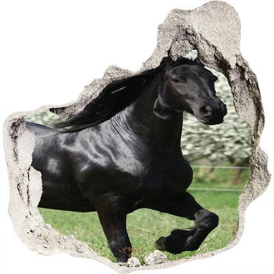 Adesivo effetto buco nel muro Un cavallo che galoppa attraverso un muro