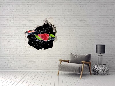 Trompe l'oeil buco nel muro Fragola in acqua