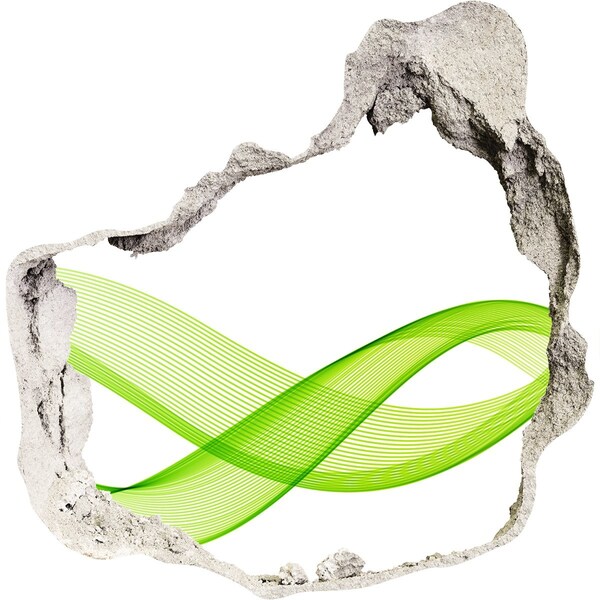 Trompe l'oeil buco nel muro Onda verde nel buco nel muro