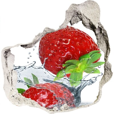 Finto buco nel muro 3D Fragole succose in un'esplosione d'acqua