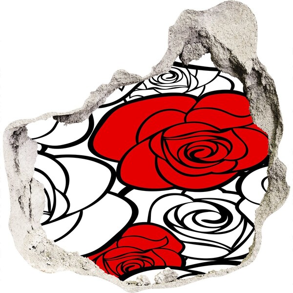 Adesivo effetto buco nel muro Rose rosse in un buco nel muro