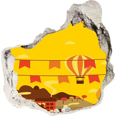 Finto buco nel muro 3D Paesaggio di mongolfiere tra le montagne