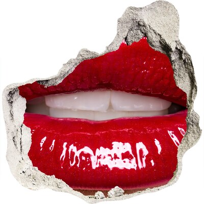 Finto buco nel muro 3D Labbra rosse in un buco nel muro