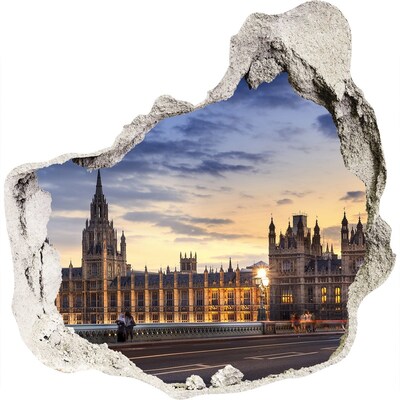Trompe l'oeil buco nel muro Tramonto su Londra