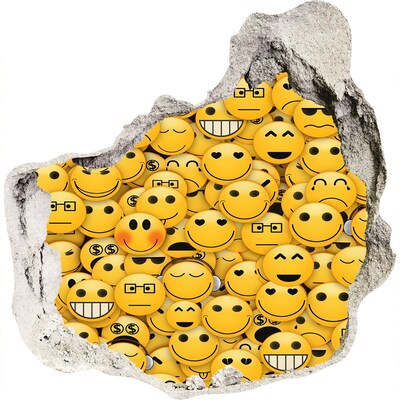 Finto buco nel muro 3D Emoji sorridenti in un buco nel muro