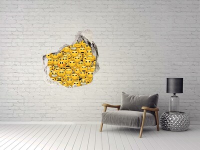 Finto buco nel muro 3D Emoji sorridenti in un buco nel muro