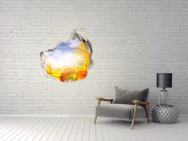Finto buco nel muro 3D Girasoli alla luce del sole