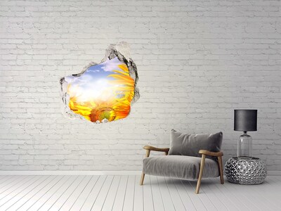 Finto buco nel muro 3D Girasoli alla luce del sole