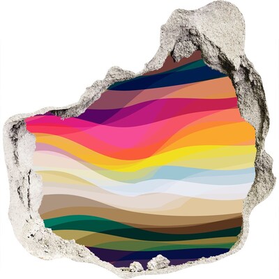 Adesivo effetto buco nel muro Onde colorate su uno sfondo di cemento