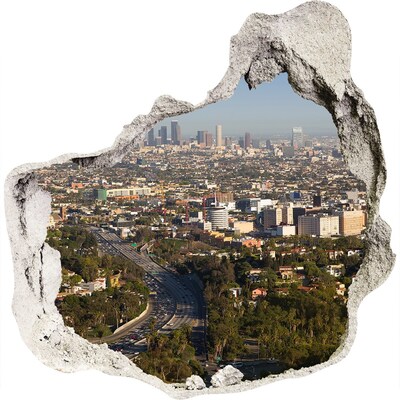 Trompe l'oeil buco nel muro Vista di Los Angeles