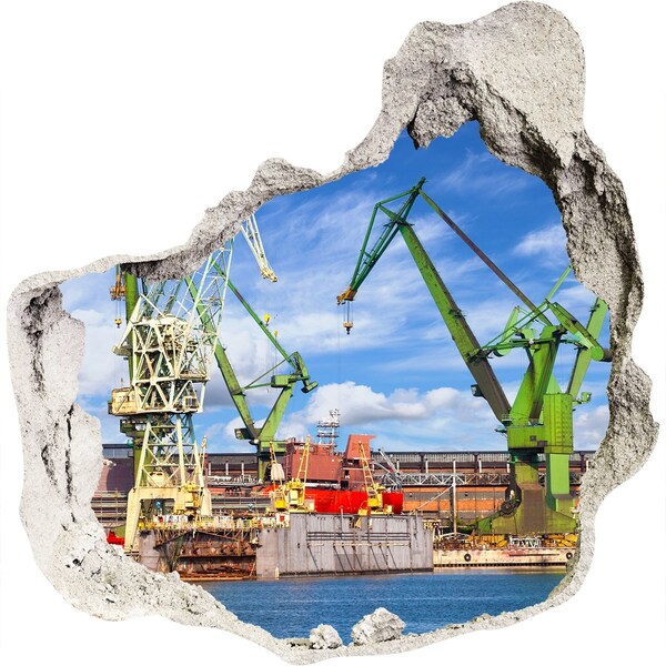 Trompe l'oeil buco nel muro Porto industriale in funzione