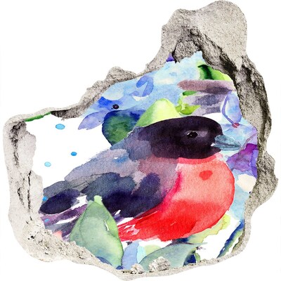 Finto buco nel muro 3D Un uccello in una composizione colorata