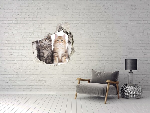 Trompe l'oeil buco nel muro Gatti in un buco nel muro