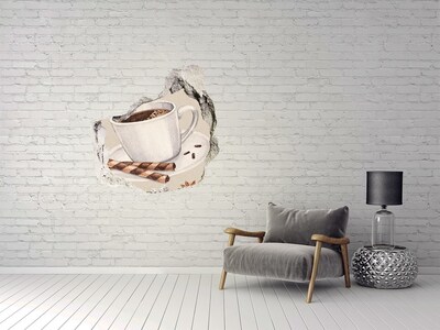 Adesivo effetto buco nel muro Caffè con biscotti