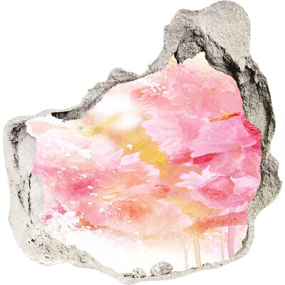 Adesivo effetto buco nel muro Un paesaggio floreale dietro un buco nel muro