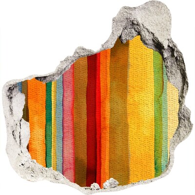 Adesivo effetto buco nel muro Strisce colorate su un muro danneggiato