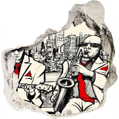 Adesivo effetto buco nel muro La scena jazz della città