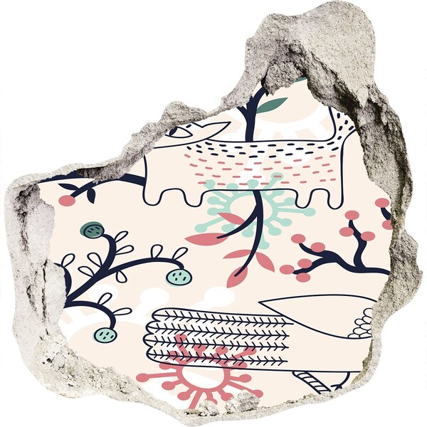 Finto buco nel muro 3D Motivo floreale con elementi naturali