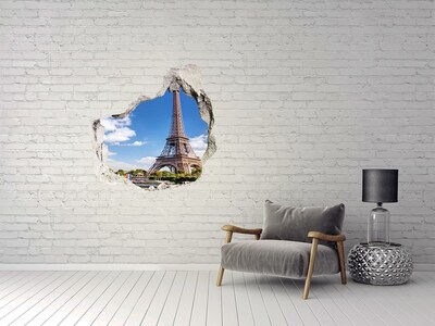 Trompe l'oeil buco nel muro La Torre Eiffel a Parigi