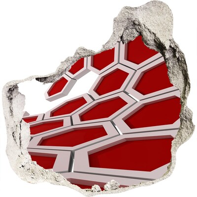 Trompe l'oeil buco nel muro Labirinto rosso nel cemento