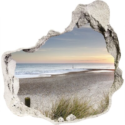 Finto buco nel muro 3D Vista della spiaggia al tramonto