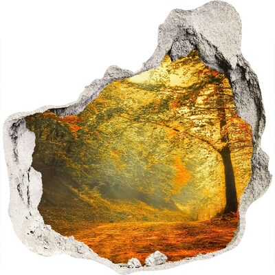 Adesivo effetto buco nel muro Autunno dorato nella foresta