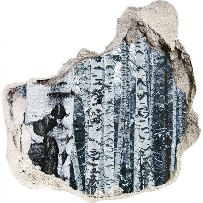 Finto buco nel muro 3D Foresta di betulle invernali