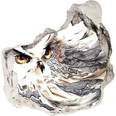 Trompe l'oeil buco nel muro Un gufo in volo