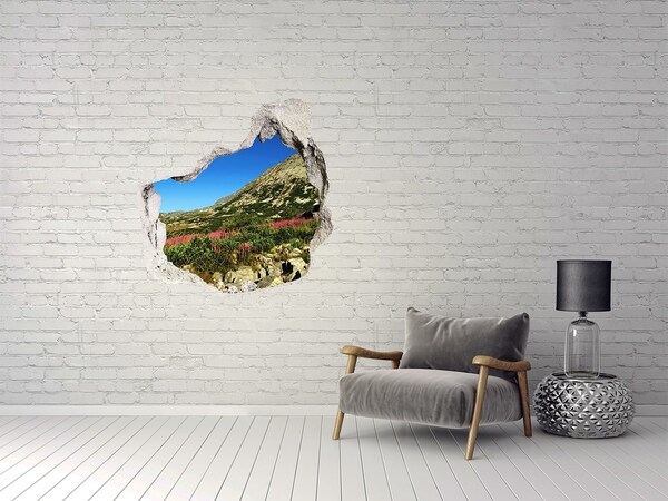 Trompe l'oeil buco nel muro Paesaggio montano in una cavità nel muro