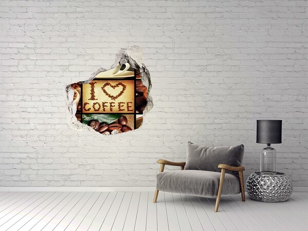 Adesivo effetto buco nel muro Caffè nel cuore