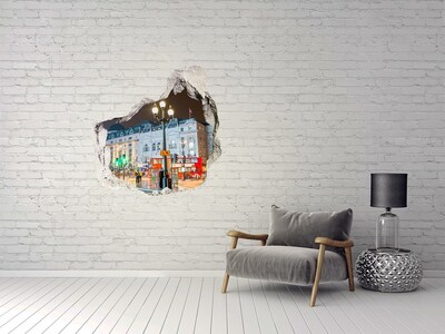 Trompe l'oeil buco nel muro Una strada londinese di notte