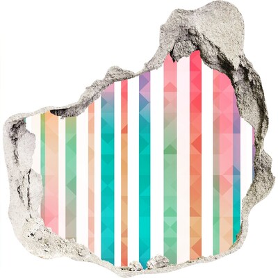 Adesivo effetto buco nel muro Geometrie colorate dietro il buco nel muro