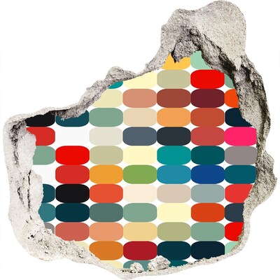 Adesivo effetto buco nel muro Mosaico colorato attraverso un buco nel muro