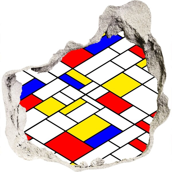 Trompe l'oeil buco nel muro Motivo astratto nello stile di Mondrian