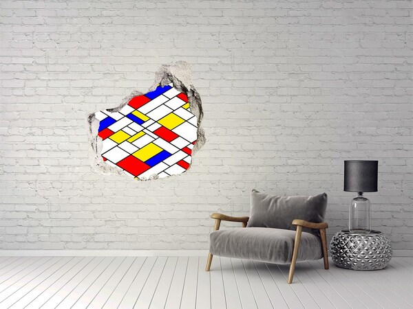 Trompe l'oeil buco nel muro Motivo astratto nello stile di Mondrian