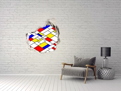 Trompe l'oeil buco nel muro Motivo astratto nello stile di Mondrian