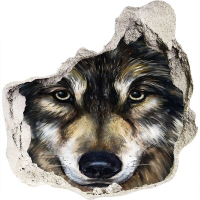 Trompe l'oeil buco nel muro Lo sguardo di Wolf attraverso il muro