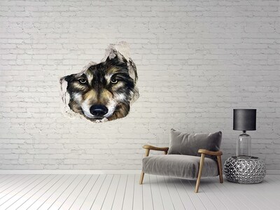 Trompe l'oeil buco nel muro Lo sguardo di Wolf attraverso il muro