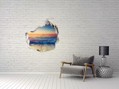 Trompe l'oeil buco nel muro Tramonto sul mare