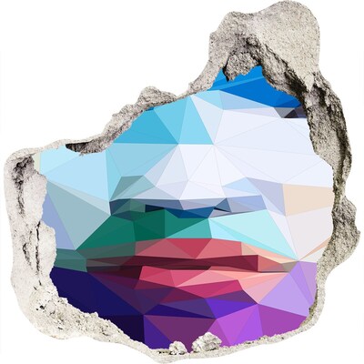 Trompe l'oeil buco nel muro Un paesaggio nei colori della geometria