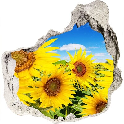 Trompe l'oeil buco nel muro Un paradiso floreale con girasoli