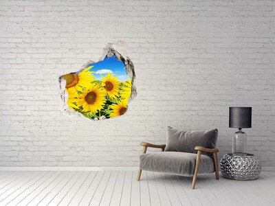 Trompe l'oeil buco nel muro Un paradiso floreale con girasoli