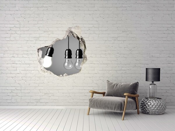 Adesivo effetto buco nel muro Muro diroccato con lampade a sospensione