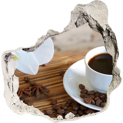 Finto buco nel muro 3D Caffè con fiore d'orchidea
