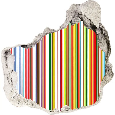 Finto buco nel muro 3D Strisce colorate che spuntano da un buco nel muro