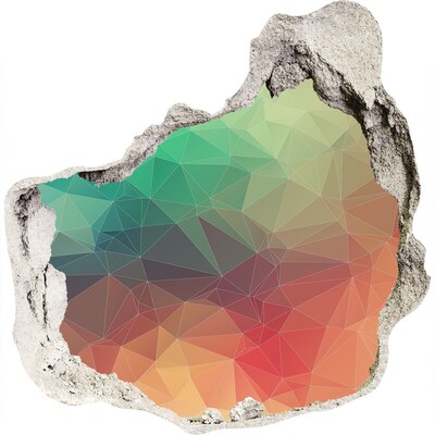 Trompe l'oeil buco nel muro Geometrie colorate in un buco nel muro