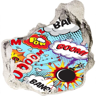 Trompe l'oeil buco nel muro Un'esplosione di colori in stile fumetto