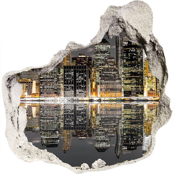 Finto buco nel muro 3D Veduta notturna della città