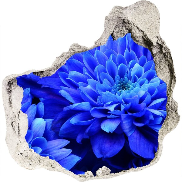 Finto buco nel muro 3D Fiore blu in un buco nel muro